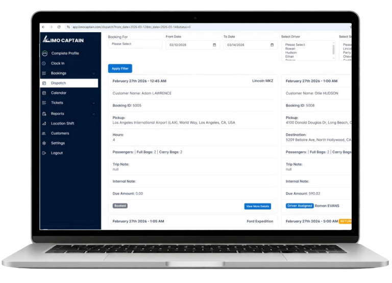 Dispatch Software for Fleet Management | Limo Captain